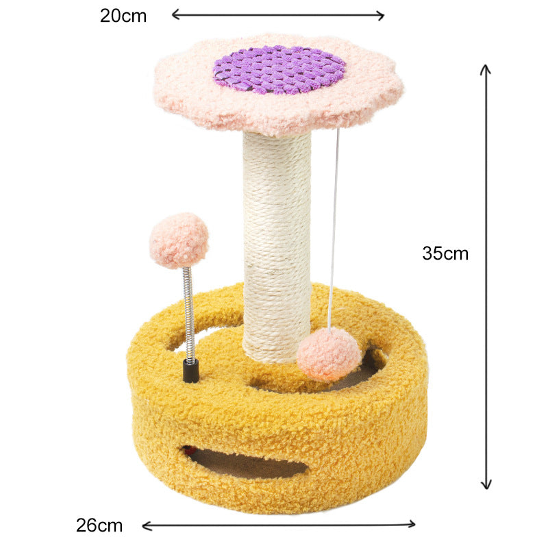 Sunflower Cat Tree – Cat Tower with Scratch Post & Ball Toy