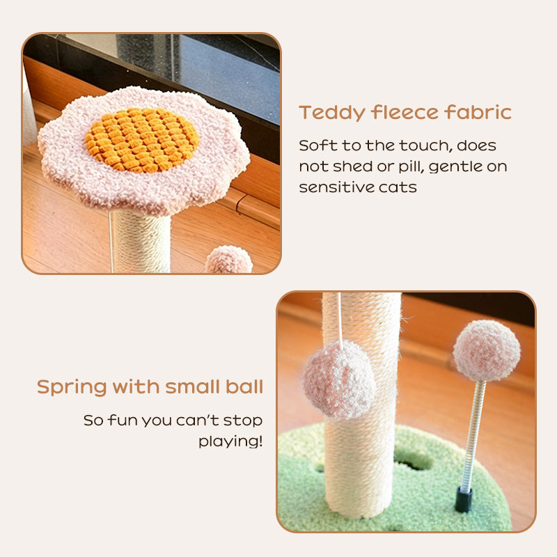 Sunflower Cat Tree – Cat Tower with Scratch Post & Ball Toy