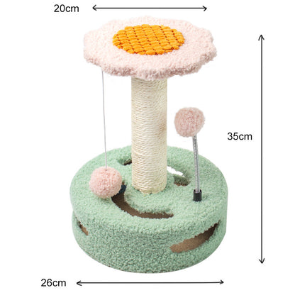 Sunflower Cat Tree – Cat Tower with Scratch Post & Ball Toy