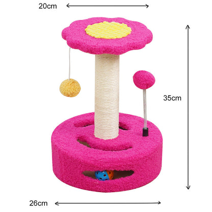 Sunflower Cat Tree – Cat Tower with Scratch Post & Ball Toy
