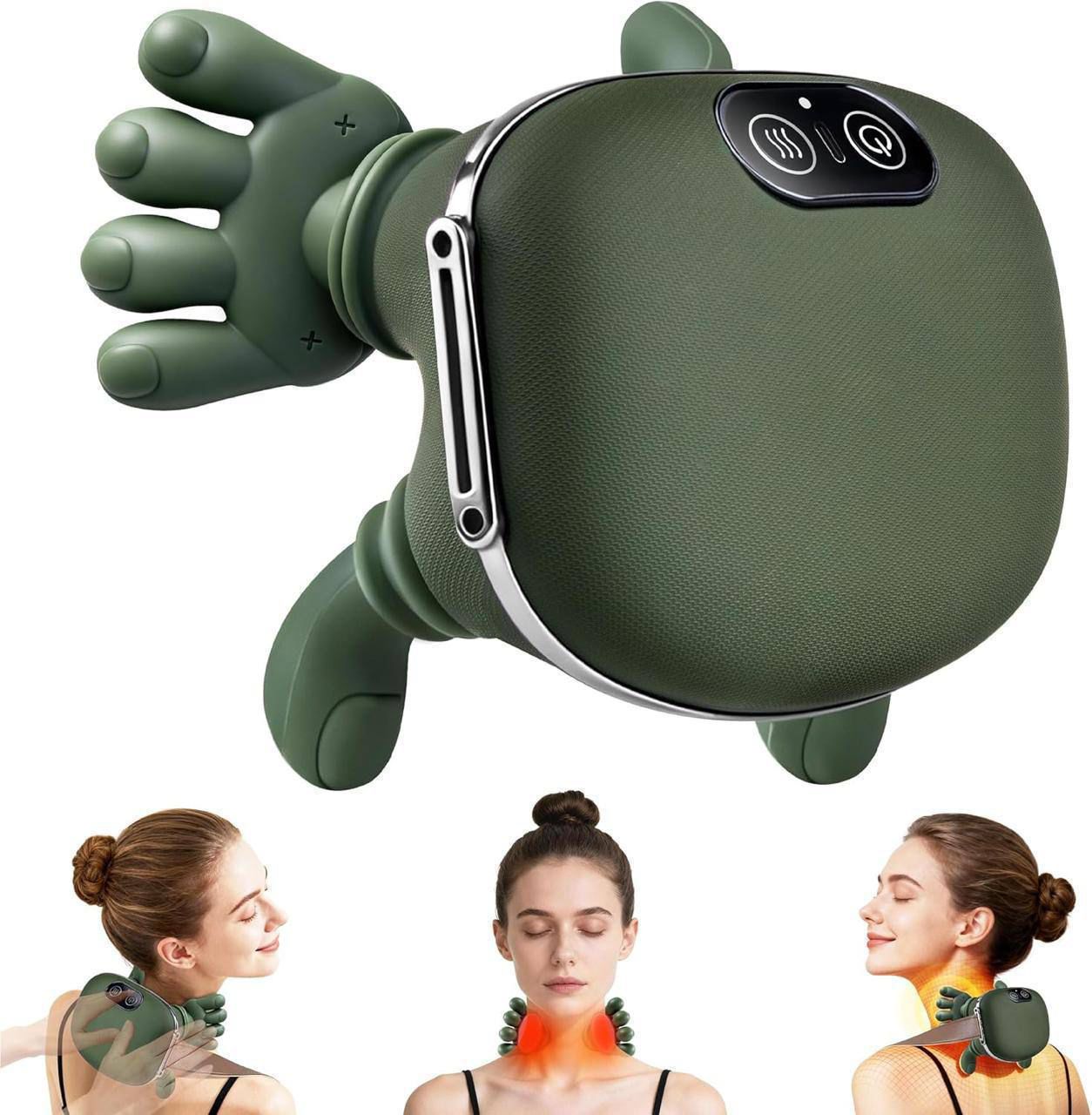Rechargeable Neck & Shoulder Massager with Heat & Vibration | Smart Handheld Deep Tissue Massager for Neck, Shoulders & Upper Back