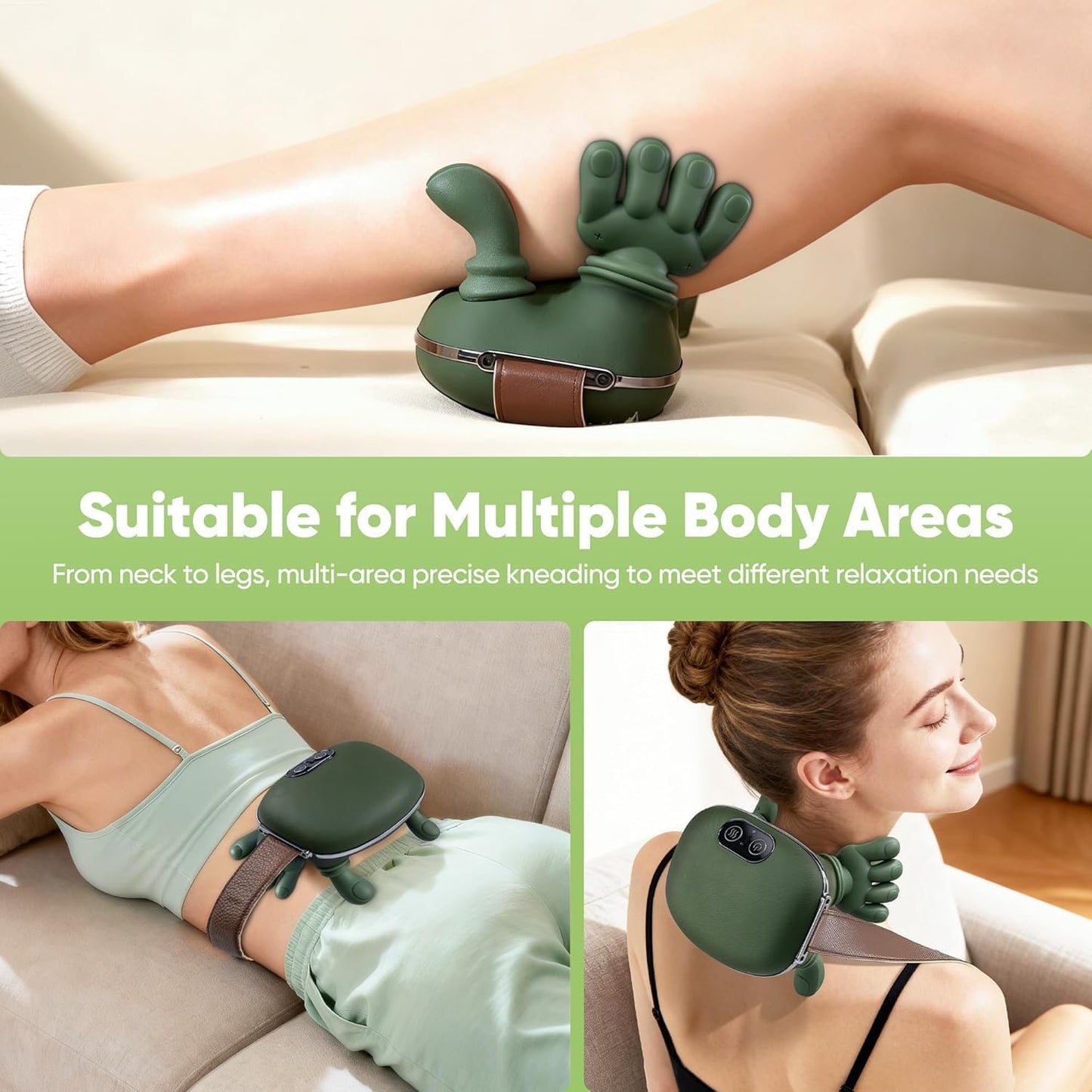 Rechargeable Neck & Shoulder Massager with Heat & Vibration | Smart Handheld Deep Tissue Massager for Neck, Shoulders & Upper Back