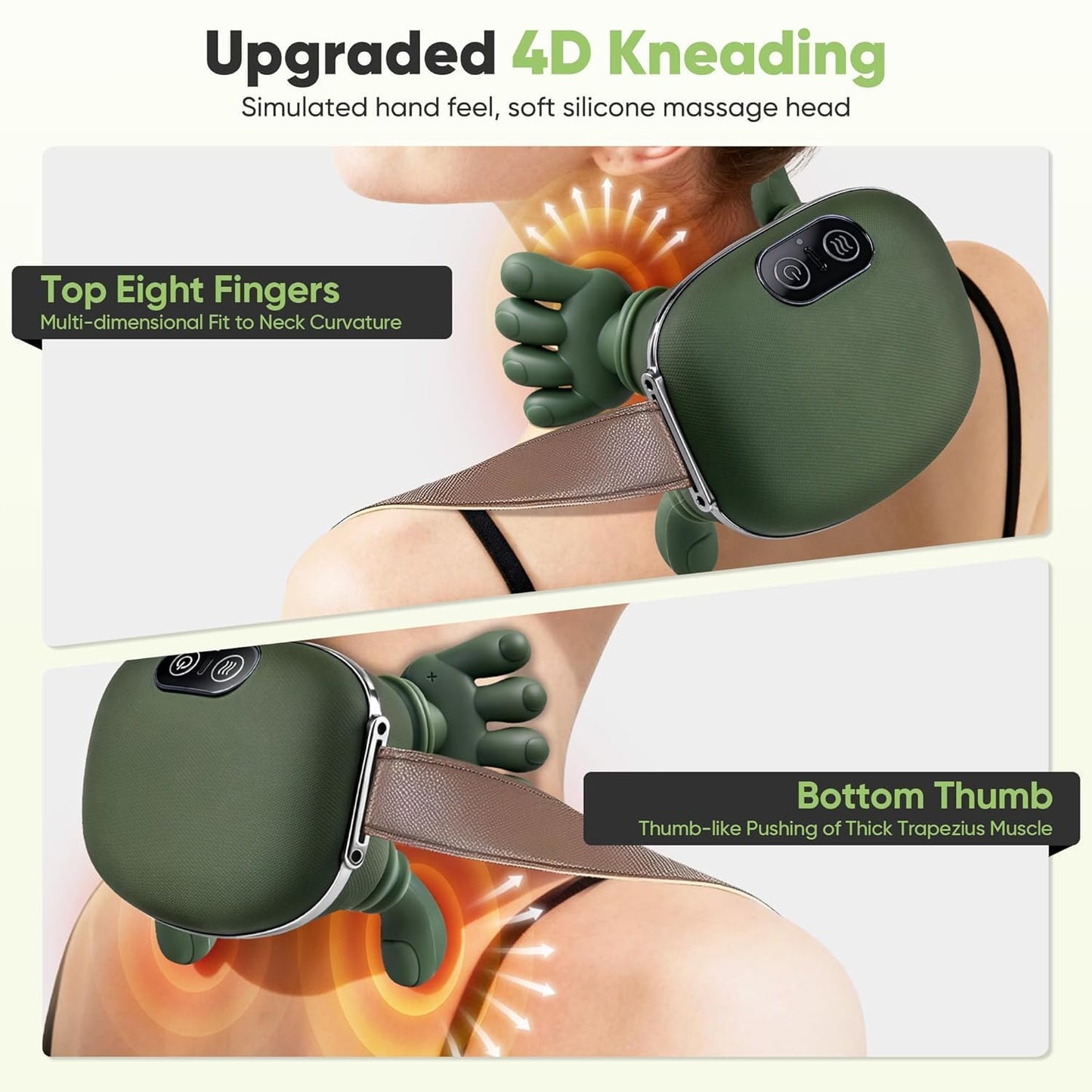 Rechargeable Neck & Shoulder Massager with Heat & Vibration | Smart Handheld Deep Tissue Massager for Neck, Shoulders & Upper Back