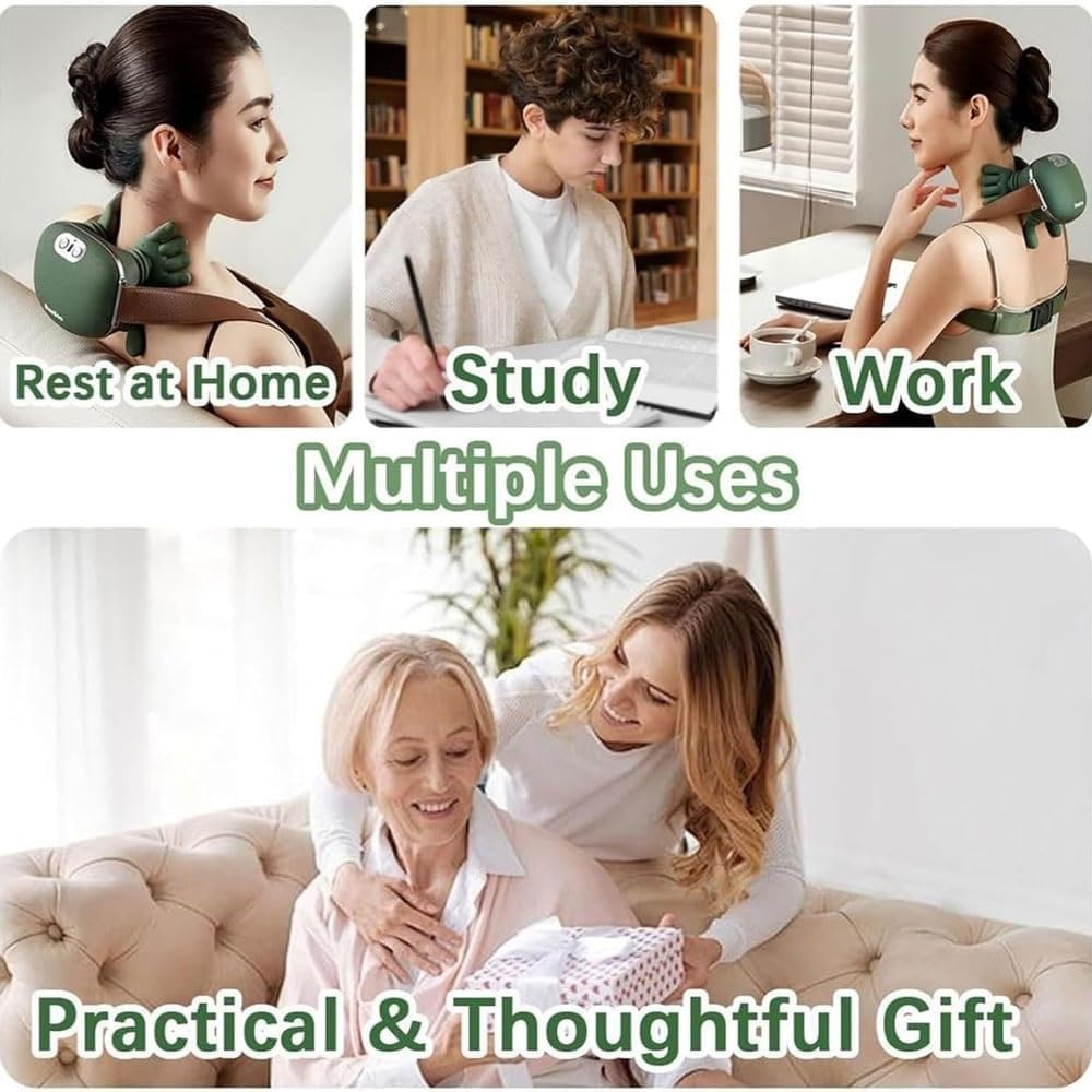 Rechargeable Neck & Shoulder Massager with Heat & Vibration | Smart Handheld Deep Tissue Massager for Neck, Shoulders & Upper Back