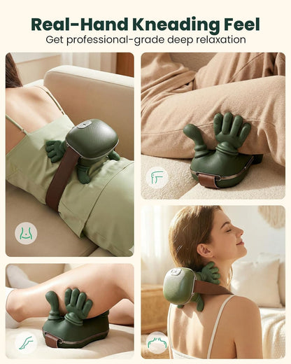 Rechargeable Neck & Shoulder Massager with Heat & Vibration | Smart Handheld Deep Tissue Massager for Neck, Shoulders & Upper Back