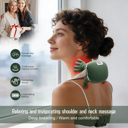 Rechargeable Neck & Shoulder Massager with Heat & Vibration | Smart Handheld Deep Tissue Massager for Neck, Shoulders & Upper Back