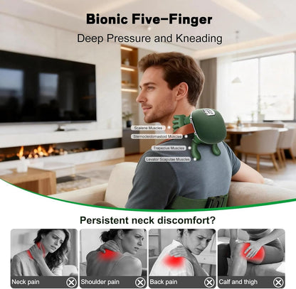 Rechargeable Neck & Shoulder Massager with Heat & Vibration | Smart Handheld Deep Tissue Massager for Neck, Shoulders & Upper Back