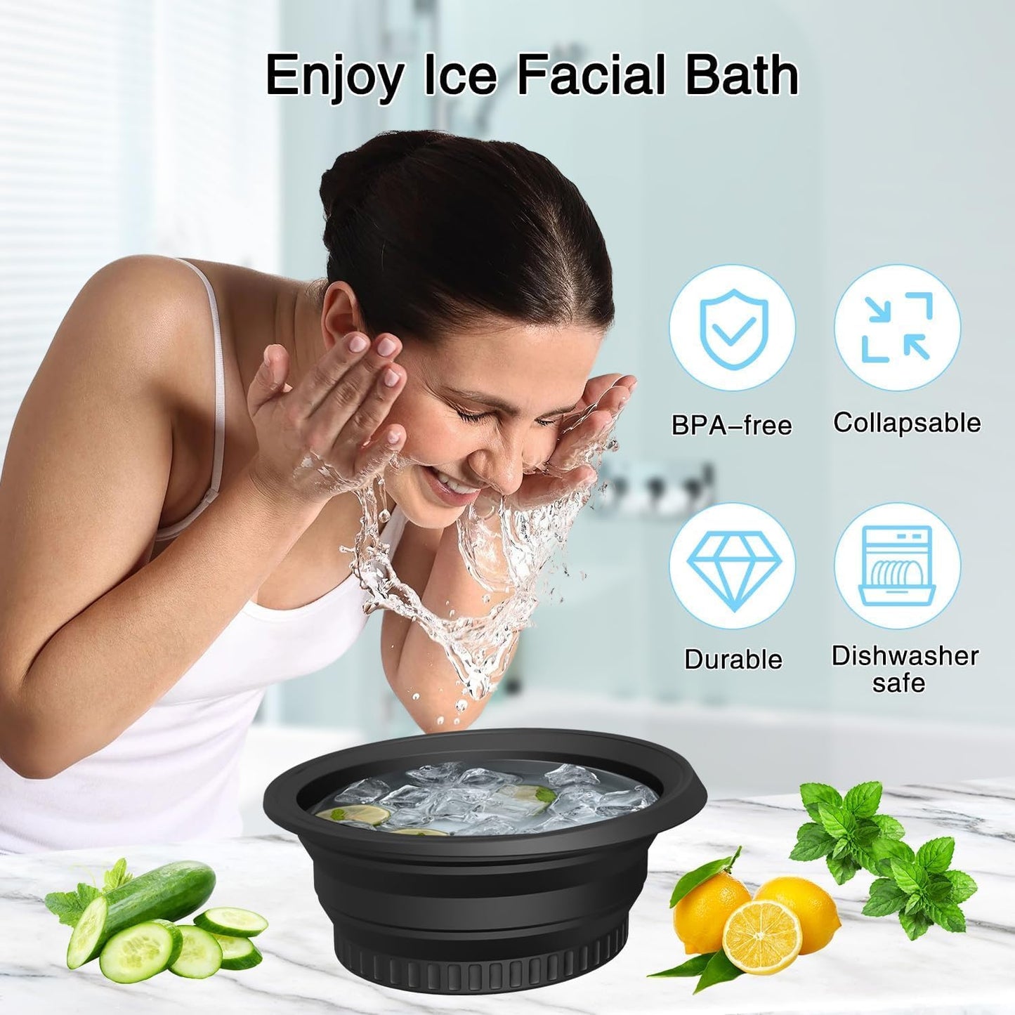 Silicone Ice Face Bowl – Facial Ice Bath Bowl for Puffiness, Pore Tightening & Glowing Skin